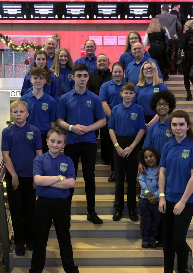 Jedburgh's Abbey Brass Band leave the stage after their superb performance at the championships in Perth.