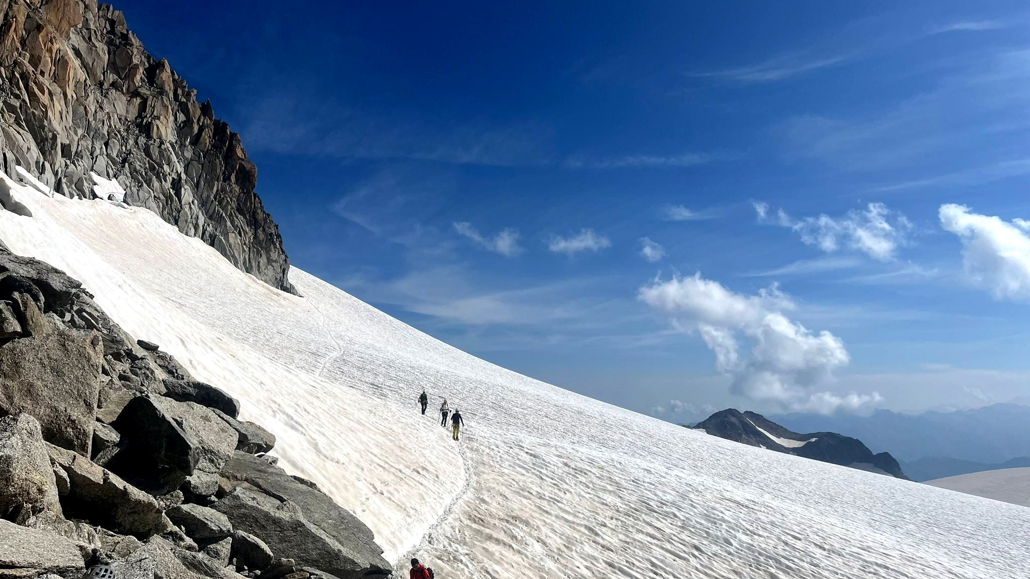 Über den Gletscher zum Col de la Chamotane ( 3.053 m ).