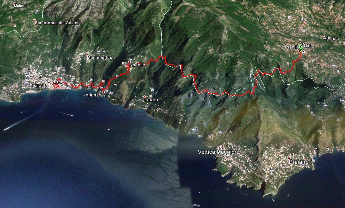 Sentiero degli Dei - der Götterweg
GPS-Aufzeichnung unserer Wanderung