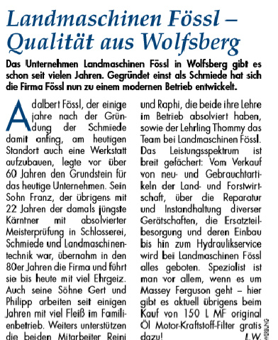 Text aus der Wolfsberger Zeitung