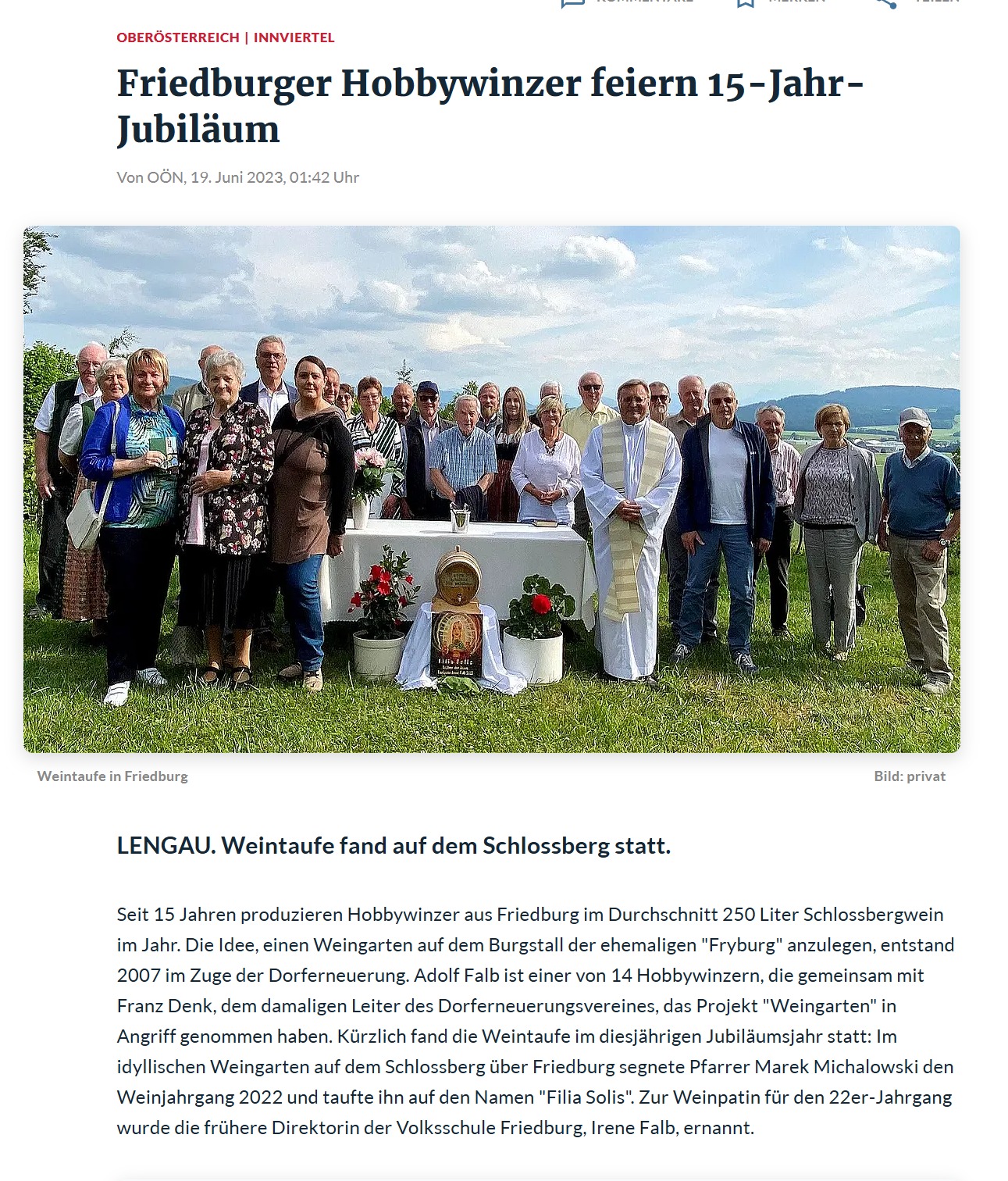 OÖN - Artikel vom 19. Juni 2023