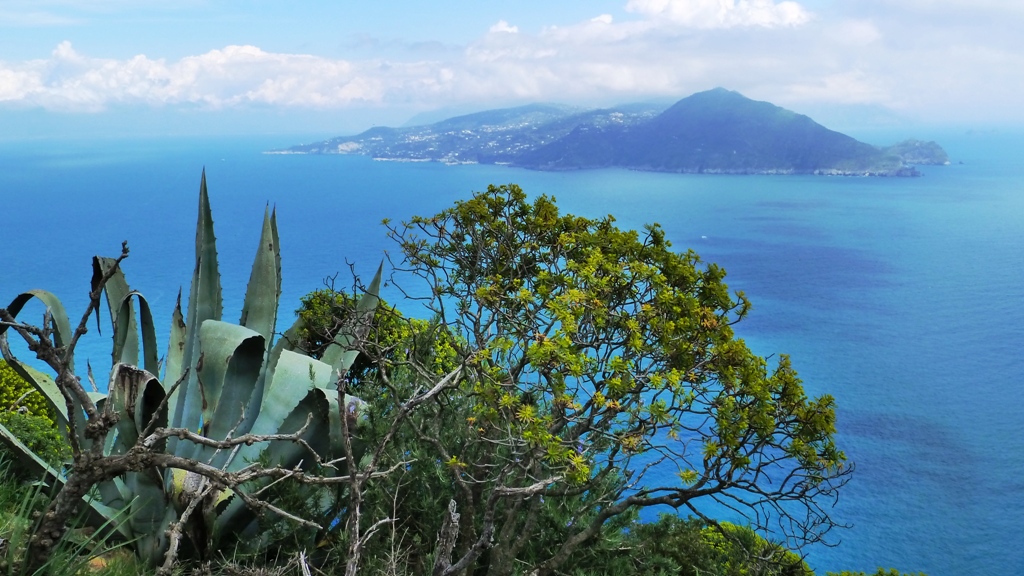 Gegenüber liegt dieHalbinsel von Sorrent  
Die Stadt Sorrent befindet sich zwischen dem Golf von Neapel und dem Golf von Salerno
