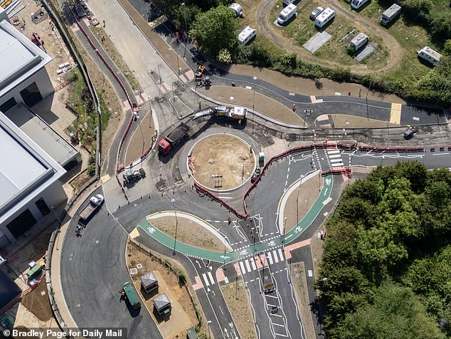 Work on the  new roundabout began  in January and is due to be completed next month