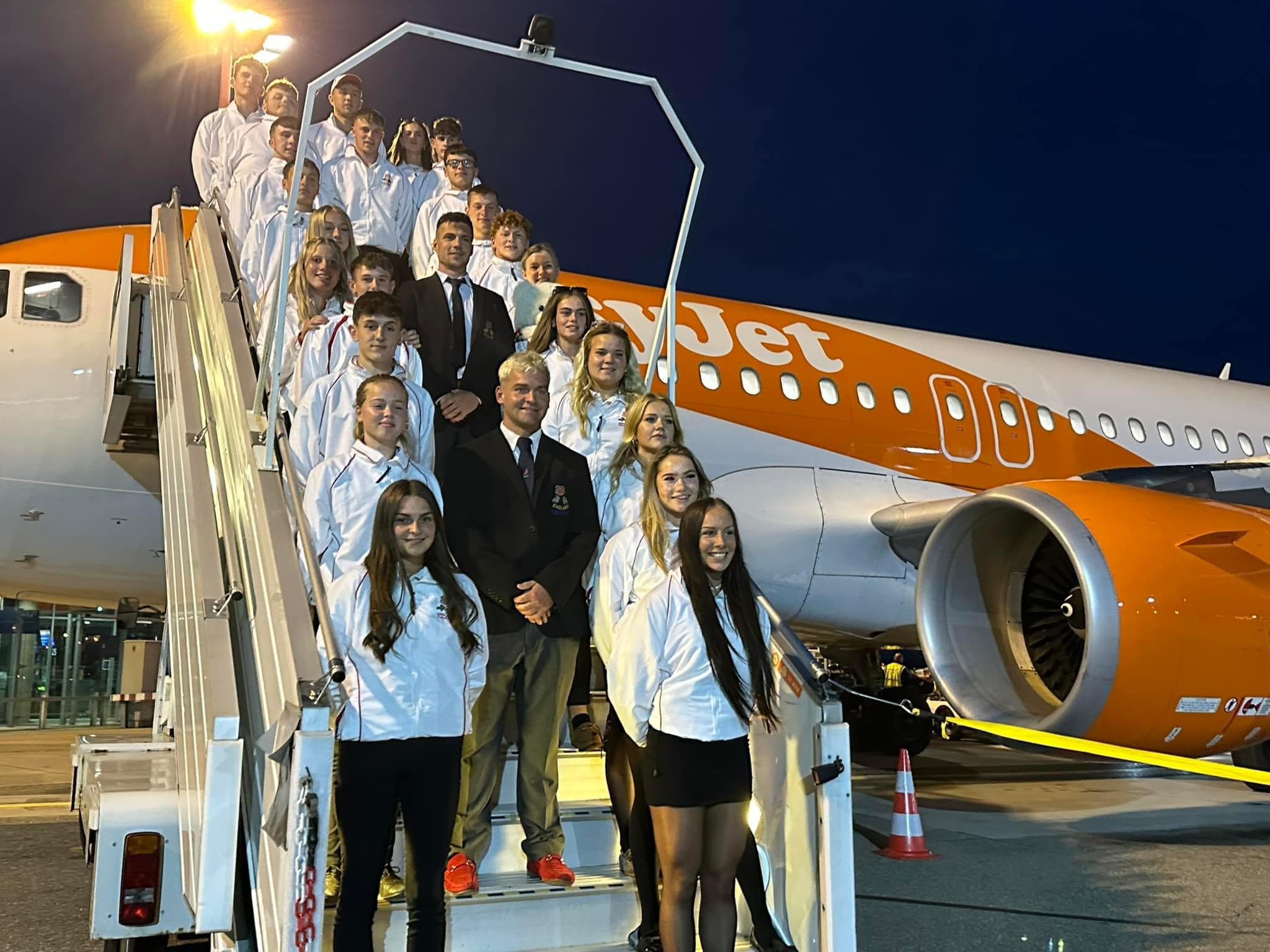 England juniors arriving in Switzerland