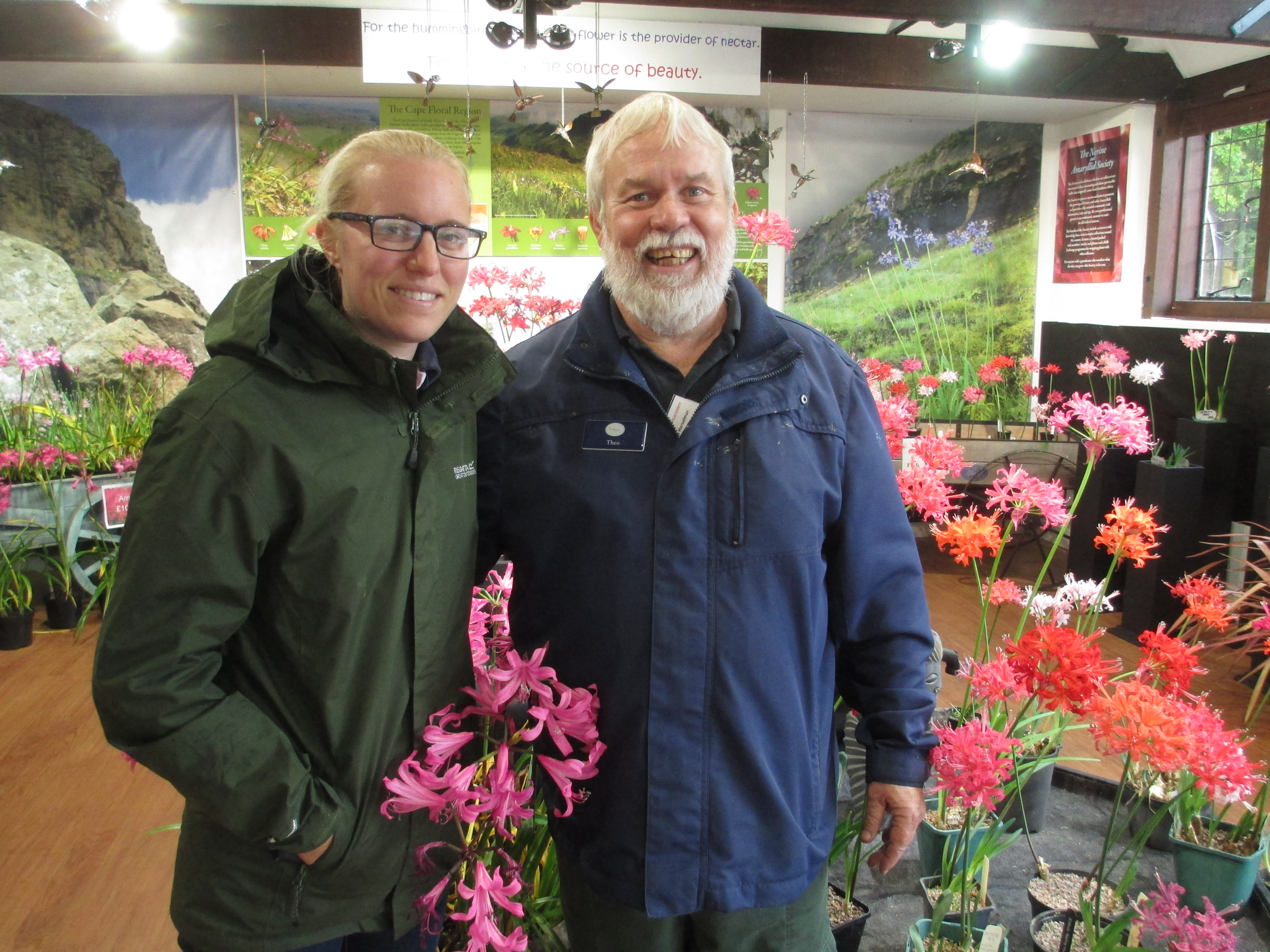 Theo and his assistant, Emma, who care for the Nerine collection at Exbury.