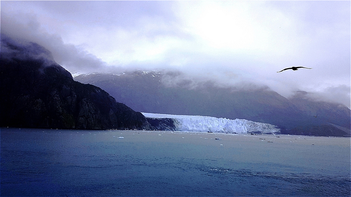 Erster Blick auf den Grand Pacific Glacier