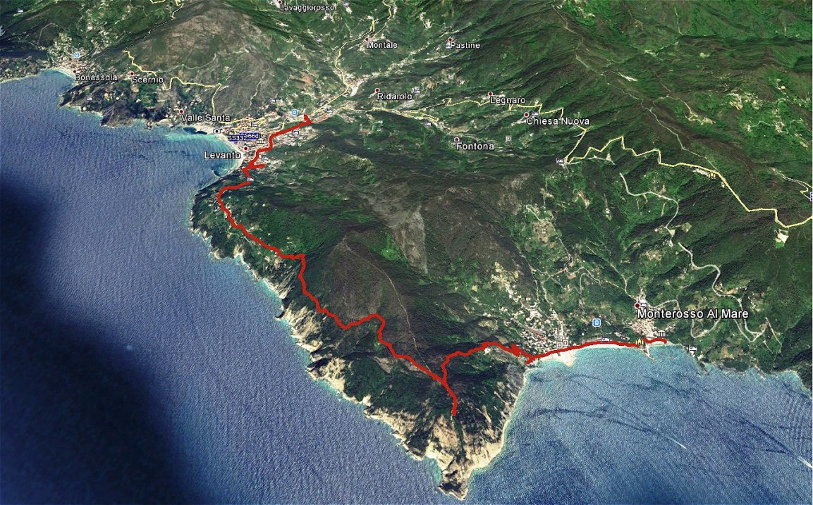 GPS-Aufzeichnung - Wanderung Levanto-Monterosso