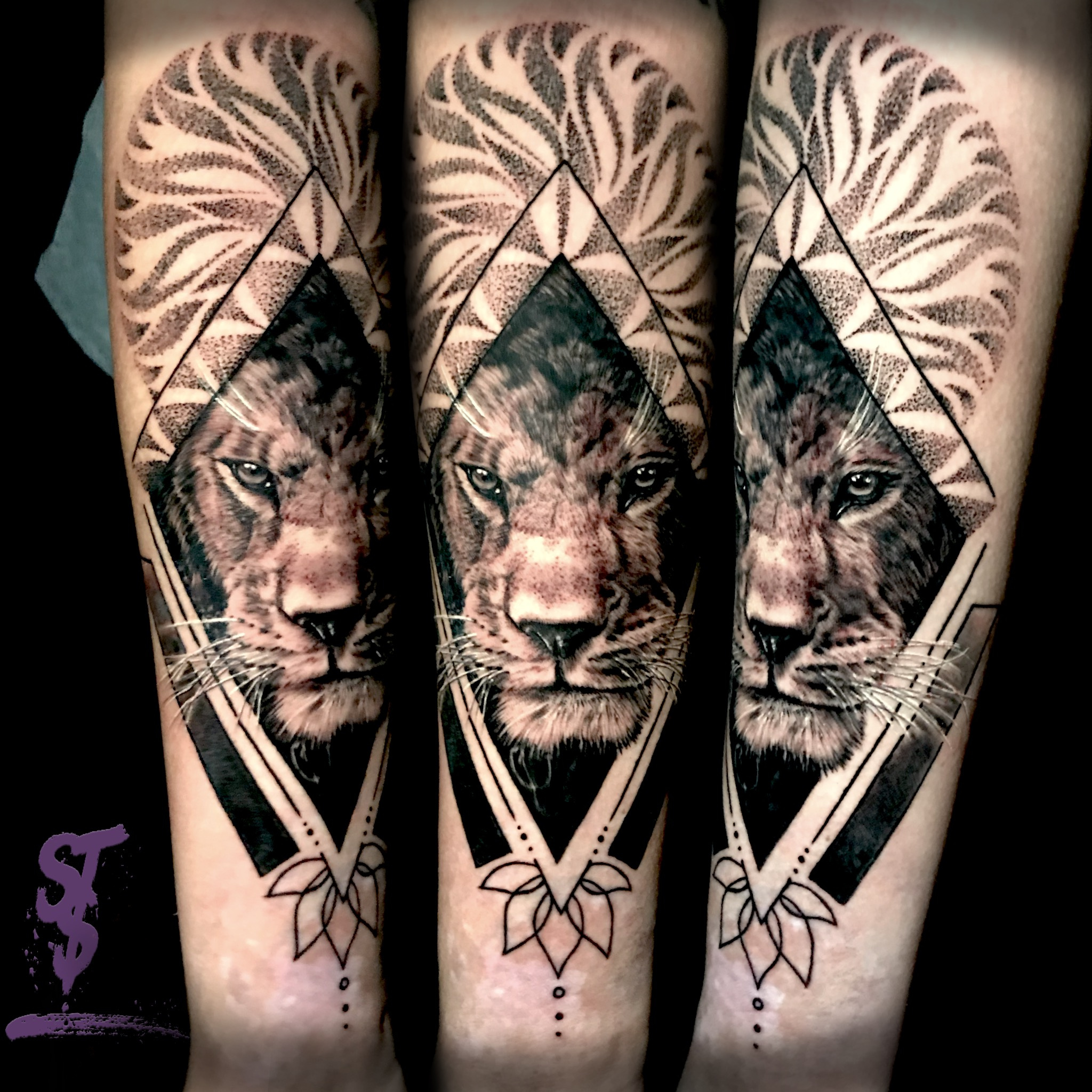 Löwe Lion Black&White Tattoo 