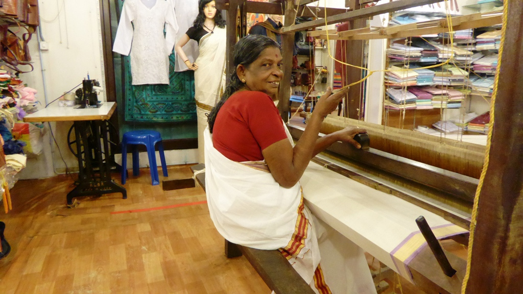 Arbeit am Webstuhl