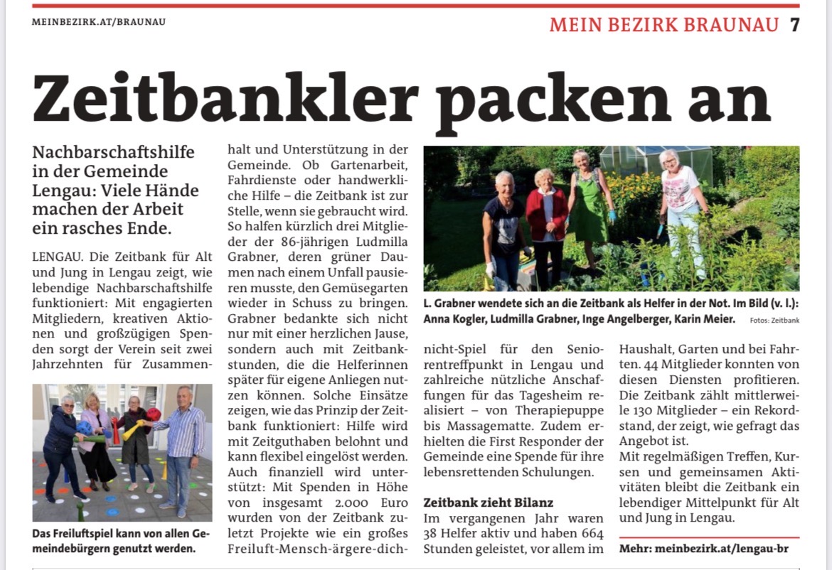 Zeitungsausschnitt von der "Mein Bezirk Braunau" Juli 2026 Zeitungsausschnitt von der "Mein Bezirk Braunau" Juli 2026