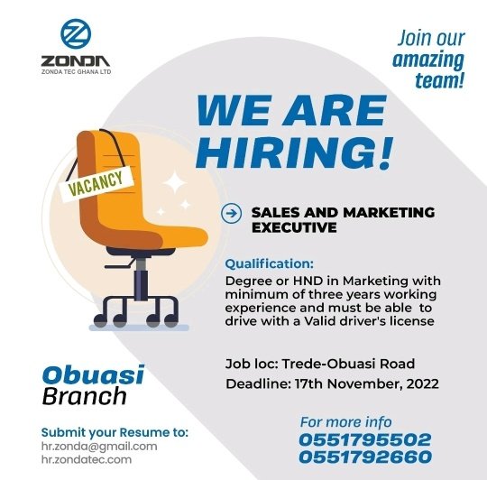 Sales and Marketing Executive job vacancy
