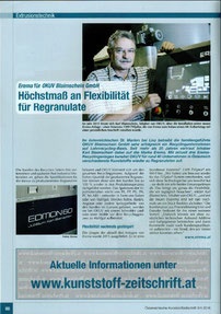2015:  Best practice/Post industrial:
      OKUV Blaimschein GmbH 
     (Erema Recycling News) 
