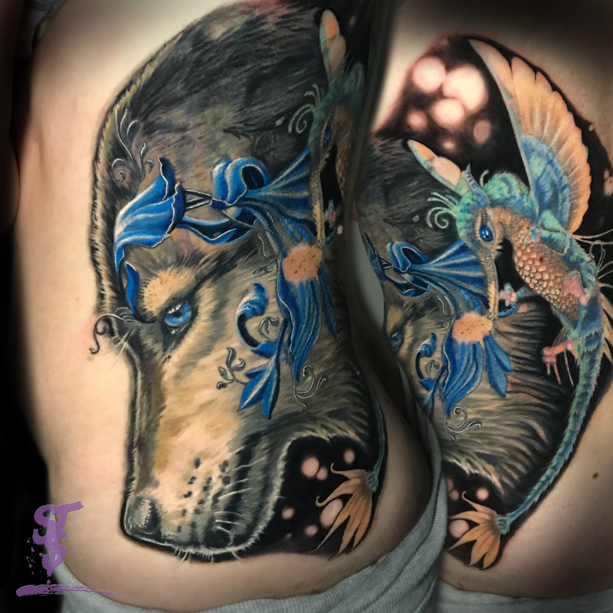Wolf Fairy fantasy Tattoo Seepferdchen seahorse
