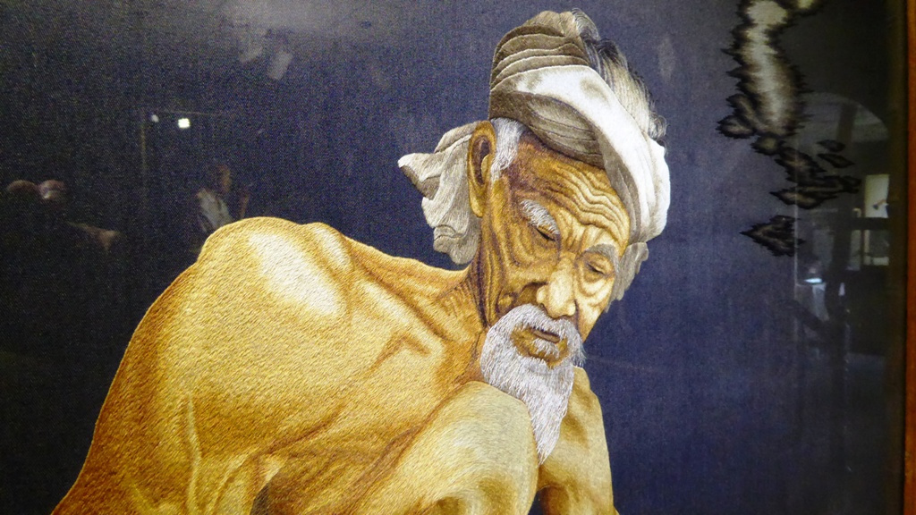 Alter Mann - Seidenstickerei