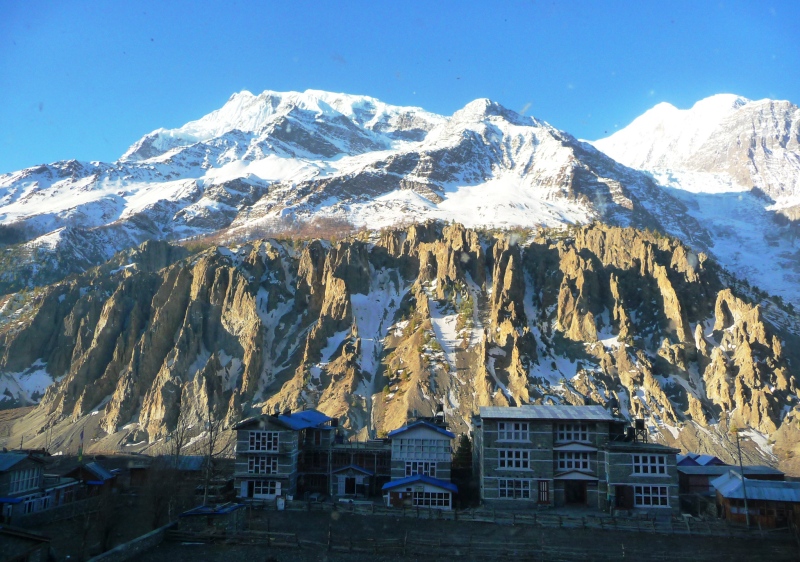 
Manang
Blick über Manang nach Süden auf das Annapurna-Massiv
