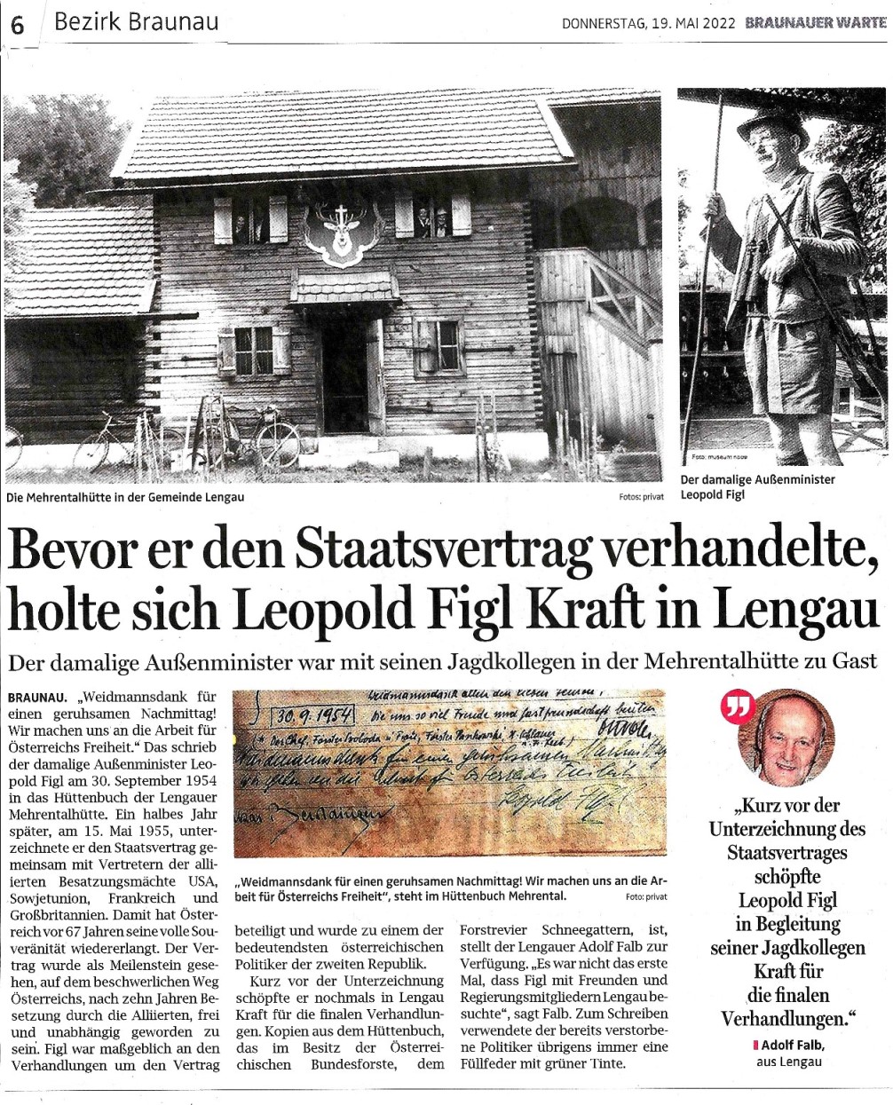 Artikel  "Braunauer Warte" vom 19. Mai 2022