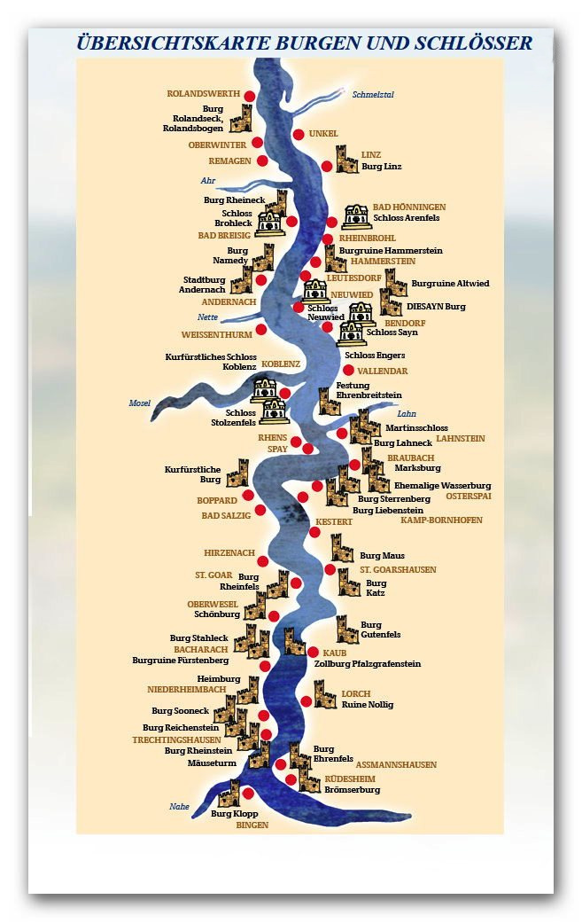Mittelrhein - eine einzigartige Burgendichte, die sich so nur am "Romantischen Rhein" findet.