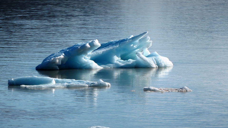 Im Wasser treibende Eisskulptur