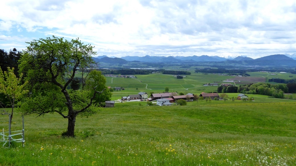 Tiefblick auf das Gehöft Hiab