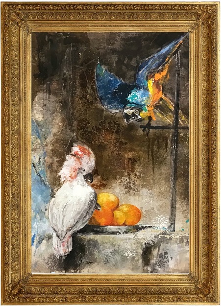 Parrots party (painting galerie art robert deniau mougins)