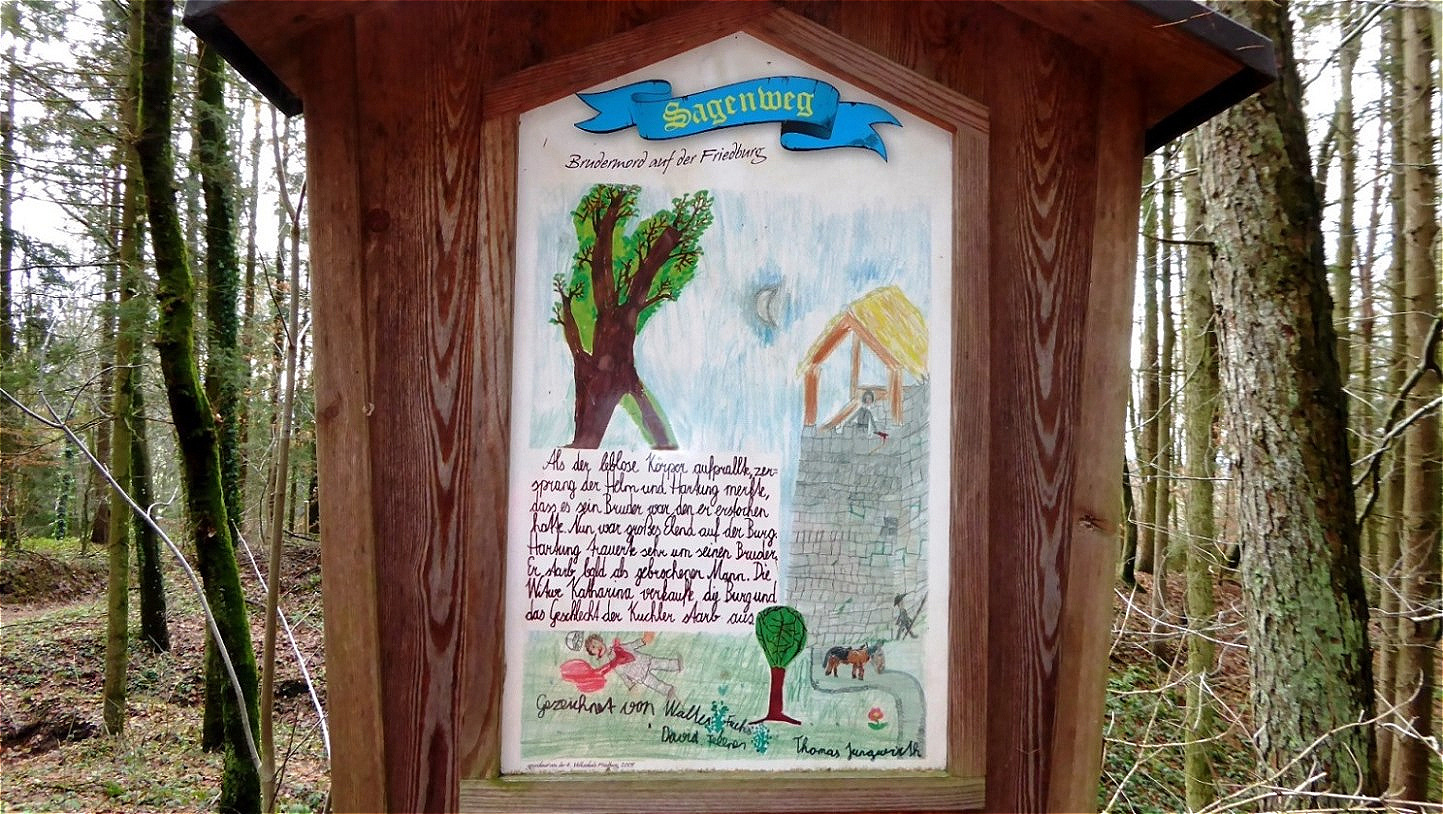 Sagenweg hinauf zur Burgstall - von Schülern der VS Friedburg gestaltet