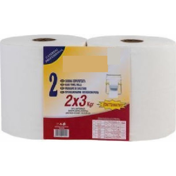 Βιομηχανικό χαρτί 2 Ρολά 3 Κιλά Λευκό