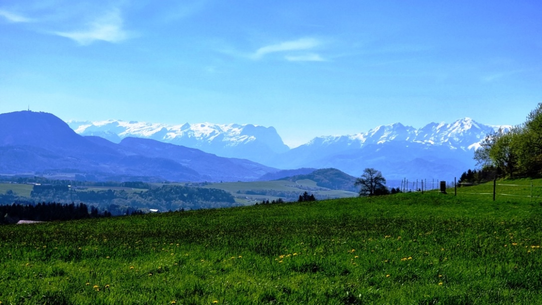 Südblick in Richtung Pass Lueg (tiefer Einschnitt zw. Tennen- und Hagengebirge)
